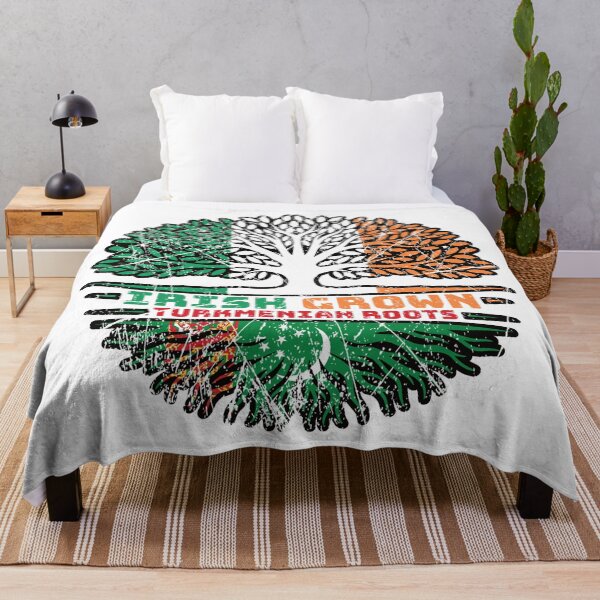Item preview, Turkmenistan Turkmenian Irish Ireland Tree Roots Flag designed and sold by FlagX.