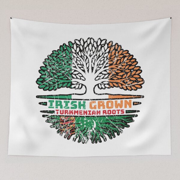 Item preview, Turkmenistan Turkmenian Irish Ireland Tree Roots Flag designed and sold by FlagX.
