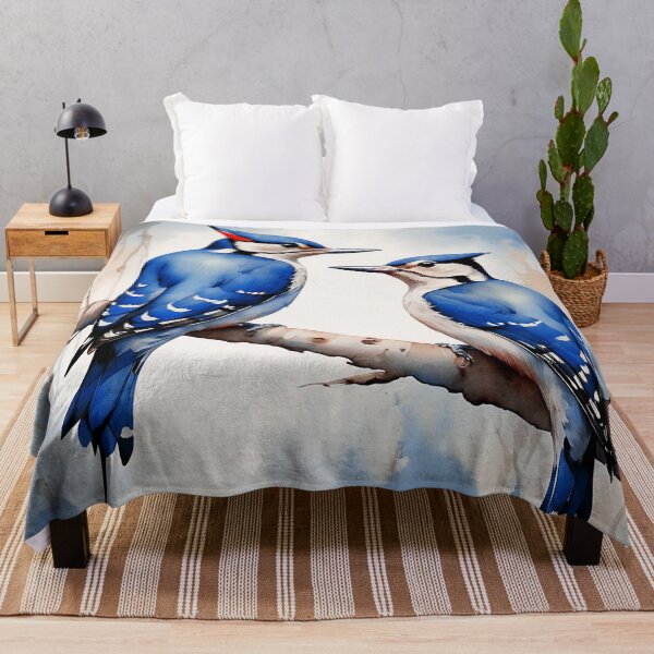 Item preview, Two Blue Jay Birds on a Tree Watercolor designed and sold by Bunmigraphics .