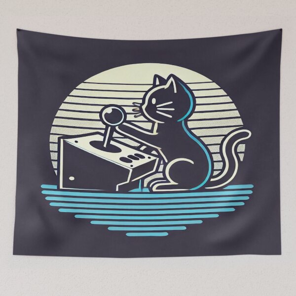 Item preview, Minimalist Cat with 80s Arcade Joystick designed and sold by Genady.