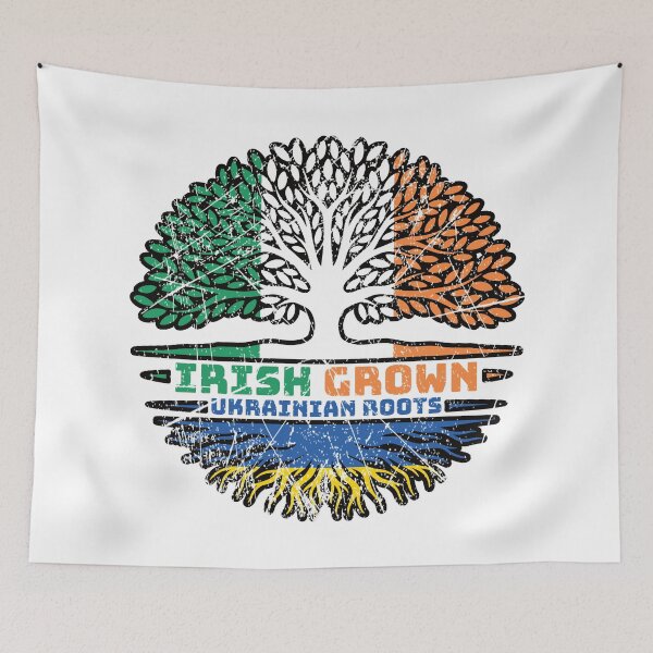 Item preview, Ukraine Ukrainian Irish Ireland Tree Roots Flag designed and sold by FlagX.