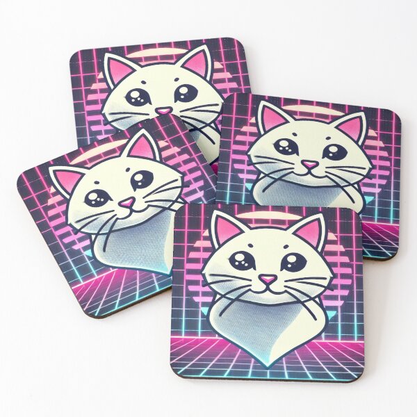 Item preview, Minimalist Cat with Neon 80s Grid designed and sold by Genady.