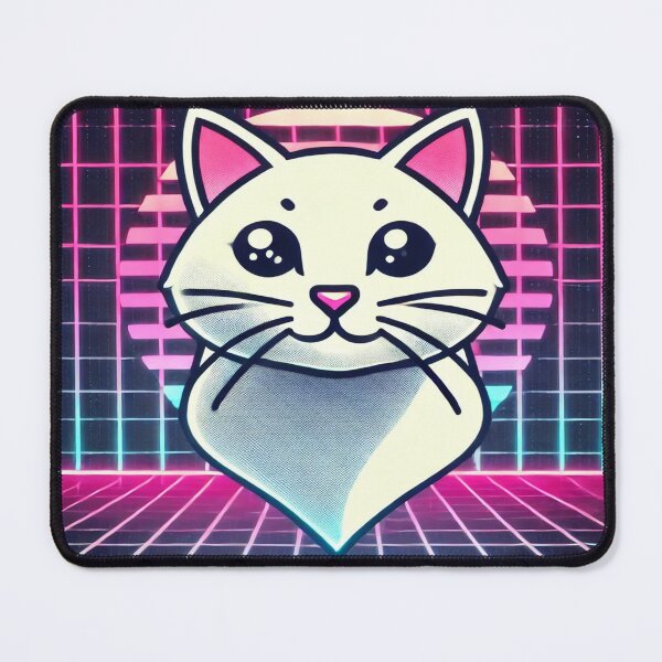 Item preview, Minimalist Cat with Neon 80s Grid designed and sold by Genady.