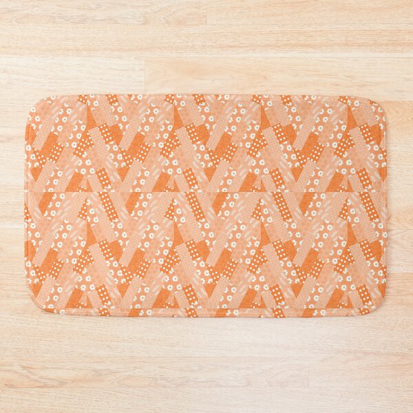 Item preview, Orange and white and flower tape inspired v slanted pattern designed and sold by ReynoldsFun.
