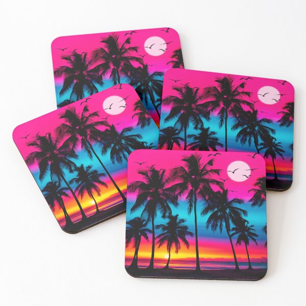 Item preview, FLORAL AND TROPICAL PATTERN O4  - Gift items and personal use / Tropical,  Beach, Palm Tree, Ciberpunk,  Neon, Hawaiian, Moon, Sunset, Art designed and sold by LumDesignArt.