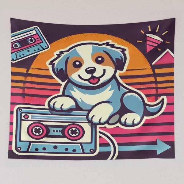 Item preview, Minimalist Puppy with 80s Cassette Player designed and sold by Genady.