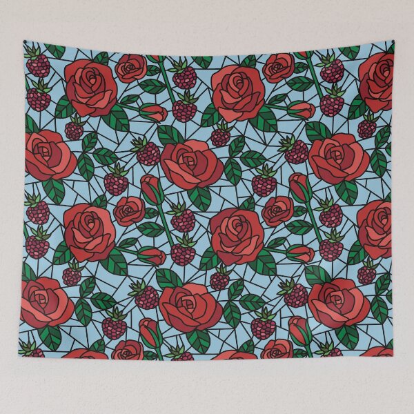 Item preview, Stained Glass Roses- Sky Blue designed and sold by jenjamesdesign.