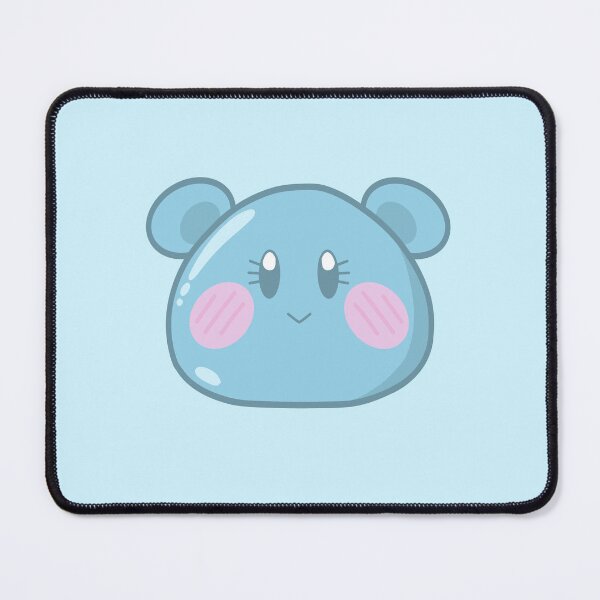 Item preview, Kawaii cute mouse digital art sticker blushing smiling blue designed and sold by Karidoodles.