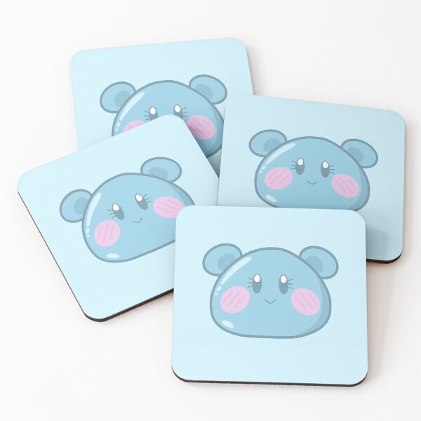 Item preview, Kawaii cute mouse digital art sticker blushing smiling blue designed and sold by Karidoodles.