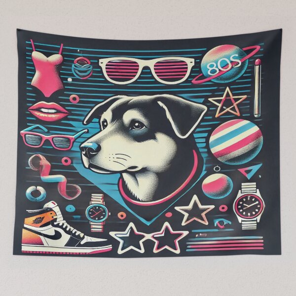 Item preview, Minimalist Dog with 80s Fashion Accessories designed and sold by Genady.