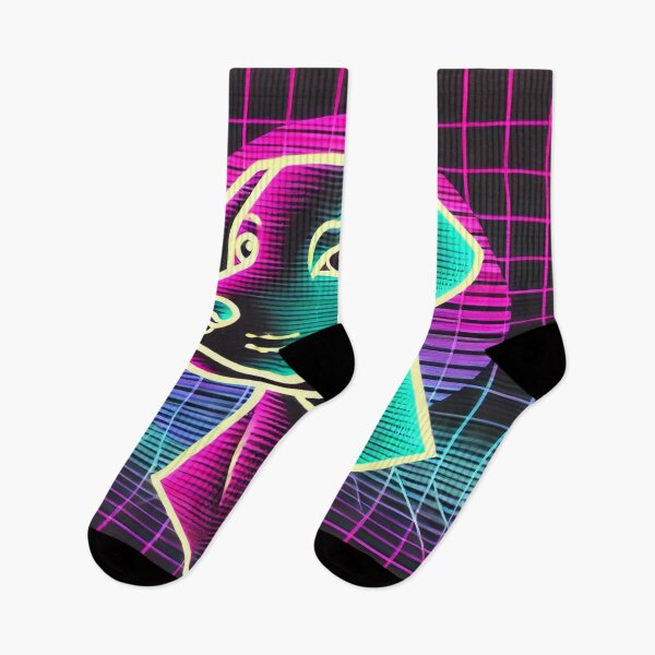 Item preview, Minimalist Dog with Neon 80s Grid designed and sold by Genady.