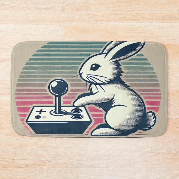 Item preview, Minimalist Rabbit with 80s Arcade Joystick designed and sold by Genady.