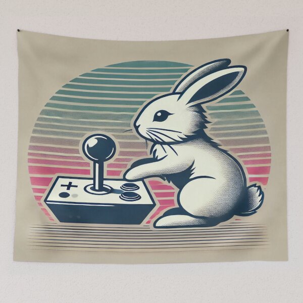 Item preview, Minimalist Rabbit with 80s Arcade Joystick designed and sold by Genady.