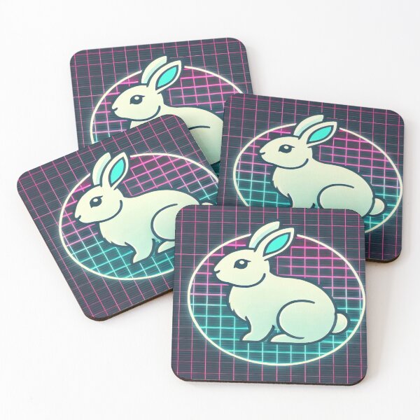 Item preview, Minimalist Rabbit with Neon 80s Grid designed and sold by Genady.