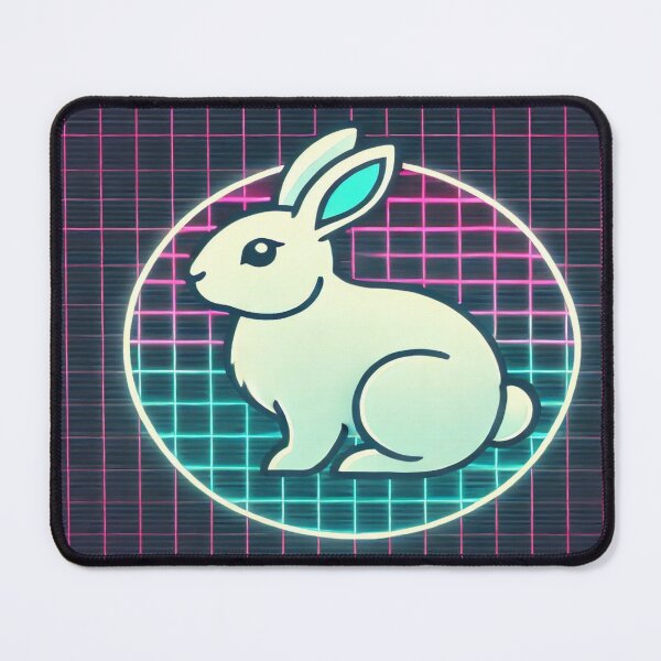 Item preview, Minimalist Rabbit with Neon 80s Grid designed and sold by Genady.