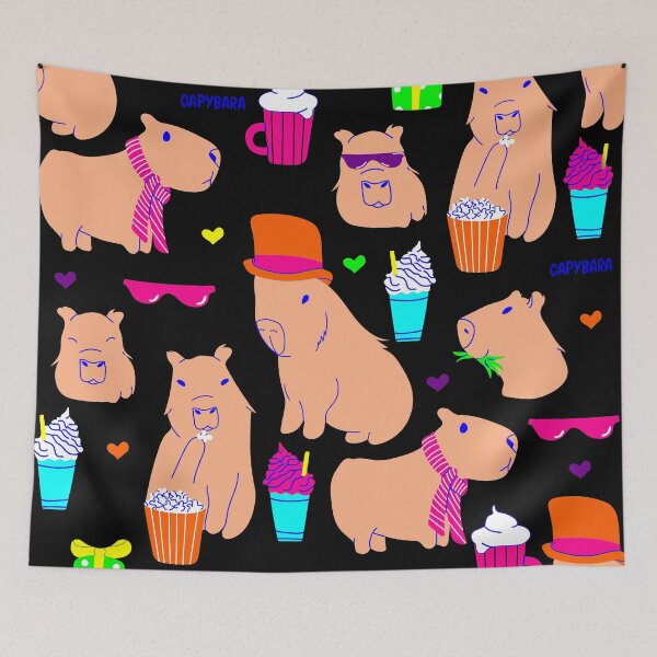 Aperçu de l'œuvre mignon capybara drôle animal noir créée et vendue par Gossip Rag.