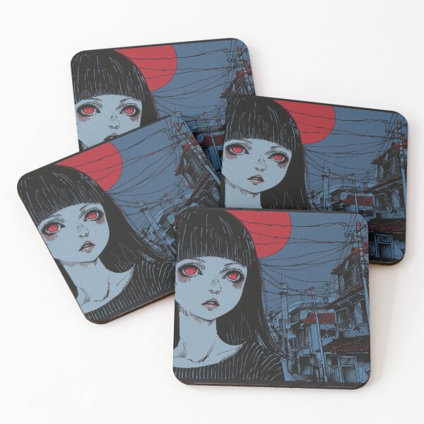 Item preview, blue citynight – psychedelic anime manga girl panorama designed and sold by ForsakenFrames.