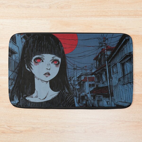Item preview, blue citynight – psychedelic anime manga girl panorama designed and sold by ForsakenFrames.