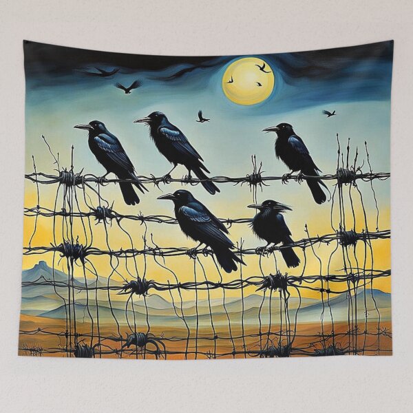 Item preview, Crows on barbed fence 1 designed and sold by George Hutton Hunter.