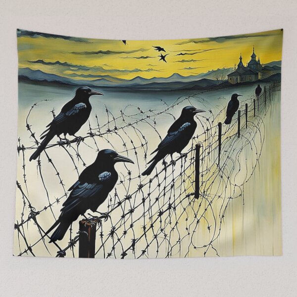 Item preview, Crows on barbed fence 2 designed and sold by George Hutton Hunter.