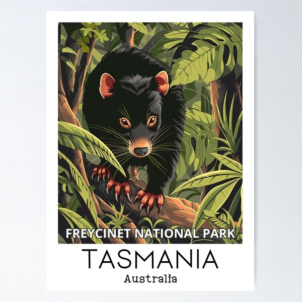 Item preview, A Vintage Travel Illustration of a Tasmanian Devil in Freycinet National Park - Australia  designed and sold by GoodOldVintage.