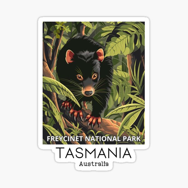 Item preview, A Vintage Travel Illustration of a Tasmanian Devil in Freycinet National Park - Australia  designed and sold by GoodOldVintage.