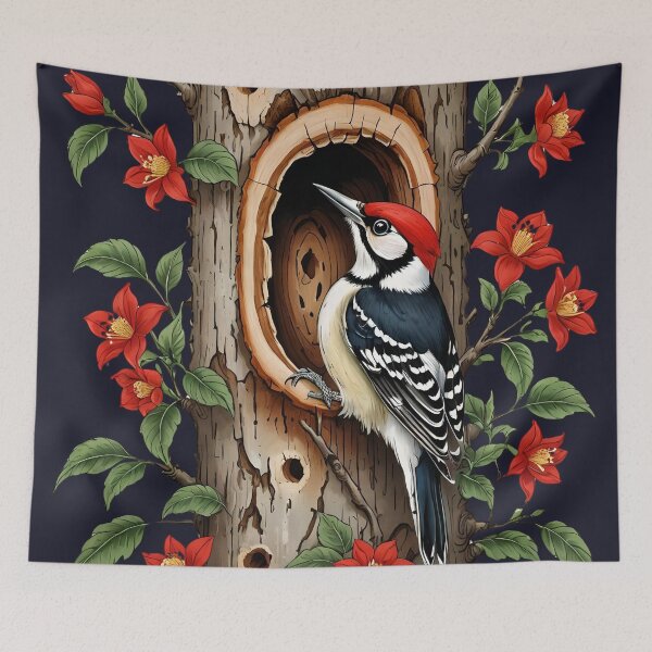 Item preview, Woodpecker building his home designed and sold by Ciervo Primavera.
