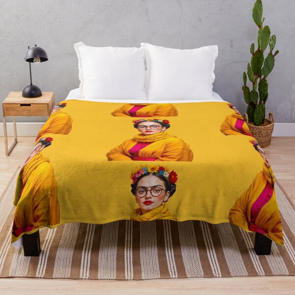 Item preview, Frida kahlo yellow knitted scarf designed and sold by TeeARTHY.