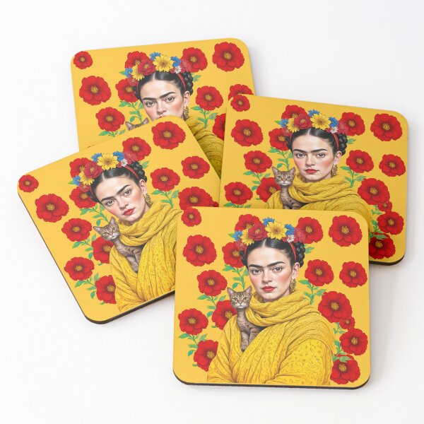 Item preview,  Frida kahlo  yellow knitted scarf    cat designed and sold by TeeARTHY.