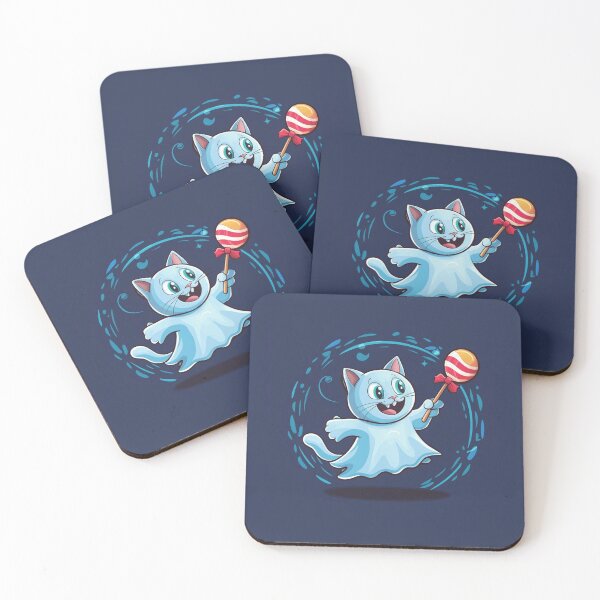 Item preview, cute ghost-cat with lollipop designed and sold by Ciasteczko9.