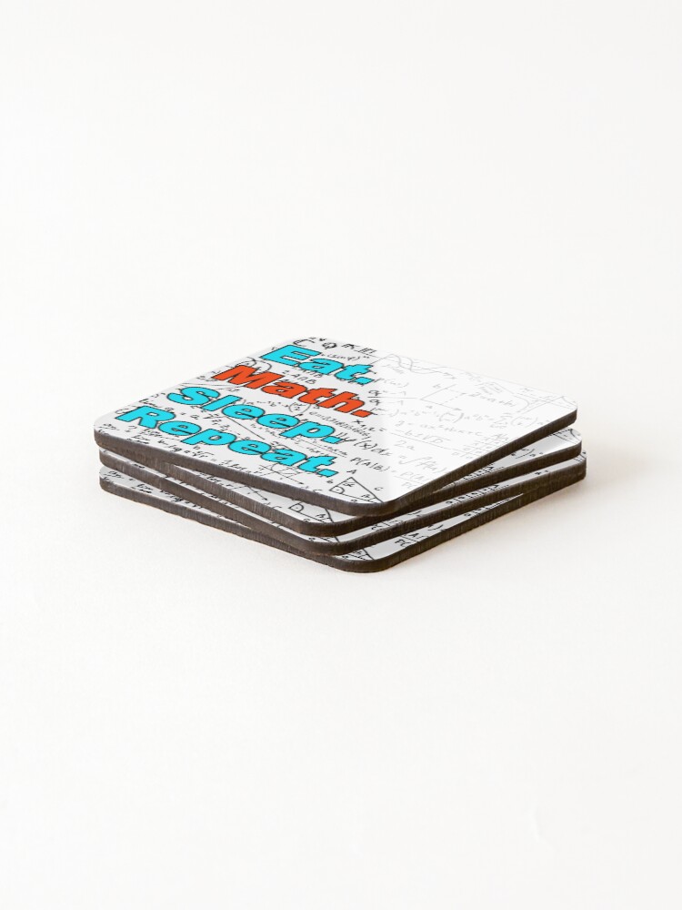 Thumbnail 4 of 5, Coasters (Set of 4), Eat. Math. Sleep. Repeat. Math equations designed and sold by Handstand365.