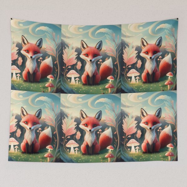 Item preview, Whimsical Fox. Fantasy cute fox, magical forest, enchanting woodland, vintage fox designed and sold by FoxVibes.