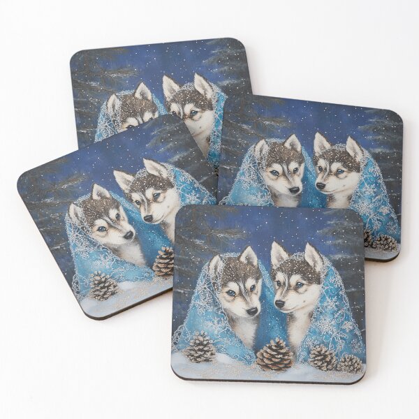 Item preview, Shimmery Painting Of Two Wolfdogs designed and sold by Nocturne  Paws.