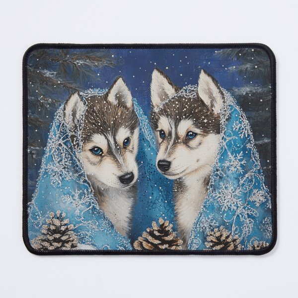 Item preview, Shimmery Painting Of Two Wolfdogs designed and sold by Nocturne  Paws.
