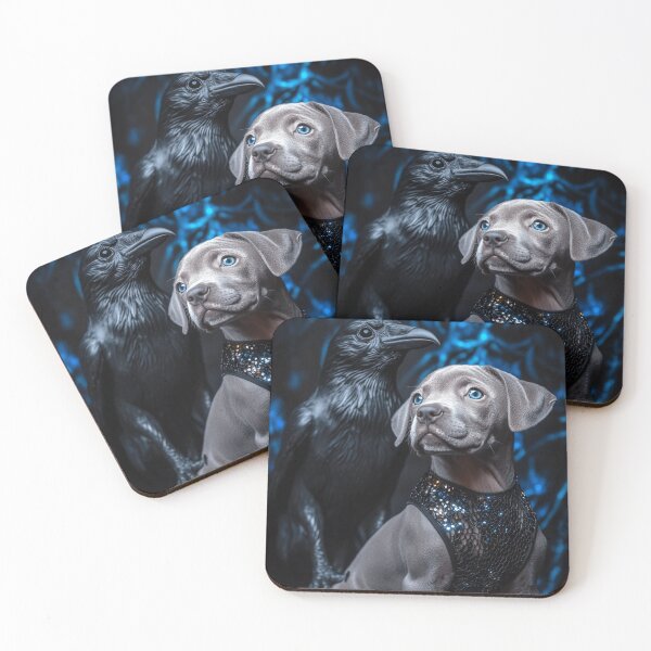 Item preview, Staffy puppy and raven designed and sold by Nocturne  Paws.