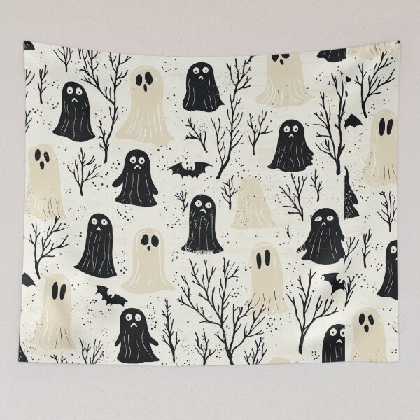 Item preview, Playful Spooky Ghosts Halloween Pattern with Vintage Horror Vibes designed and sold by PaintbrushPlace.