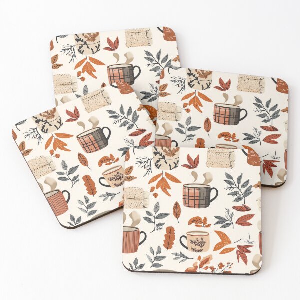 Item preview, Cozy Autumn Design with Steaming Mugs and Warm Blankets in Muted Colors designed and sold by PaintbrushPlace.