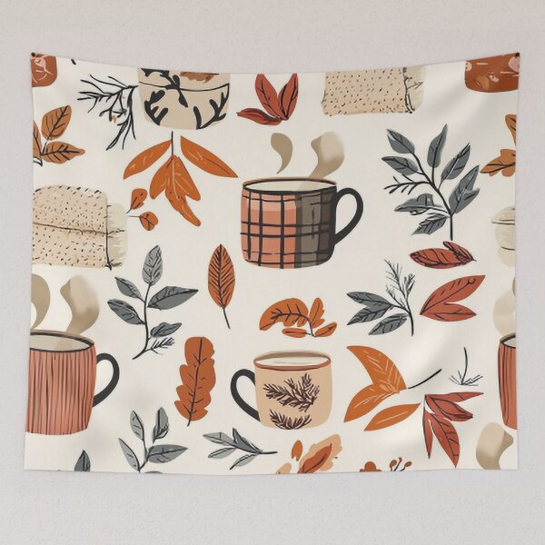 Item preview, Cozy Autumn Design with Steaming Mugs and Warm Blankets in Muted Colors designed and sold by PaintbrushPlace.