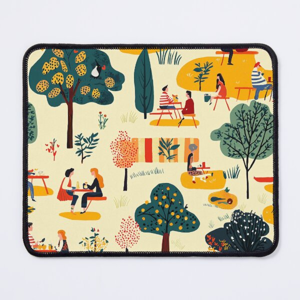 Item preview, Vibrant Vintage Picnic Scene Pattern with Retro Elements in a Sunlit Park designed and sold by PaintbrushPlace.