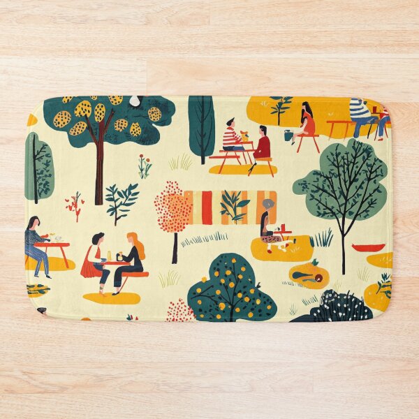 Item preview, Vibrant Vintage Picnic Scene Pattern with Retro Elements in a Sunlit Park designed and sold by PaintbrushPlace.