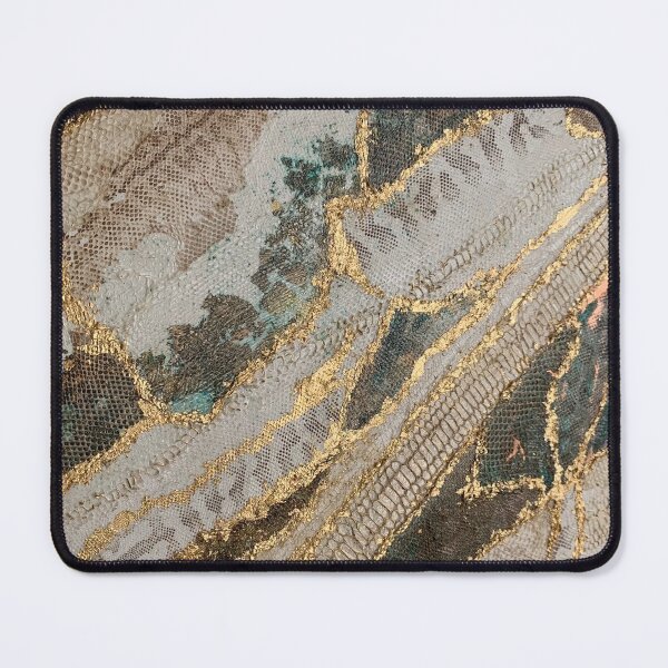 Item preview, Emerald and Gold Snake Skin Painting designed and sold by ColorsandEye.