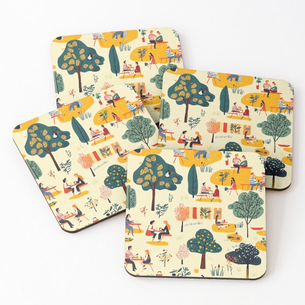 Item preview, Vibrant Vintage Picnic Scene Pattern with Retro Elements in a Sunlit Park designed and sold by PaintbrushPlace.