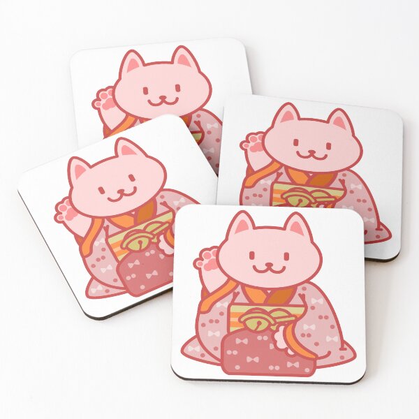 Item preview, Maneki neko pink lucky cat designed and sold by Bo-Yin.
