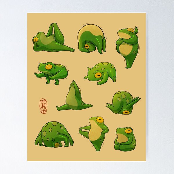 Item preview, Yoga Frogs 2 Poster No Text designed and sold by DingHuArt.