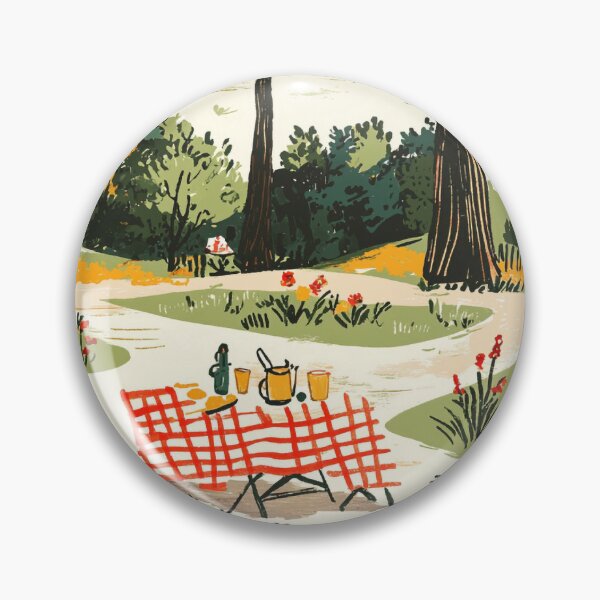 Item preview, Vintage Picnic Scene Pattern with Retro Elements in a Sunlit Park designed and sold by PaintbrushPlace.