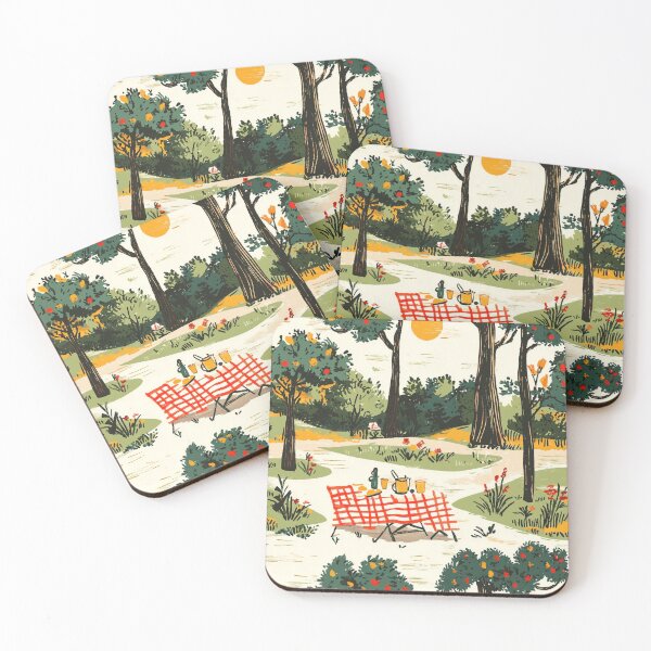 Item preview, Vintage Picnic Scene Pattern with Retro Elements in a Sunlit Park designed and sold by PaintbrushPlace.