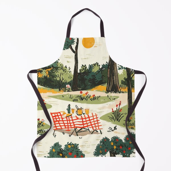 Item preview, Vintage Picnic Scene Pattern with Retro Elements in a Sunlit Park designed and sold by PaintbrushPlace.