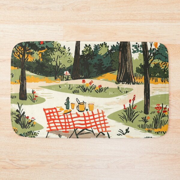Item preview, Vintage Picnic Scene Pattern with Retro Elements in a Sunlit Park designed and sold by PaintbrushPlace.