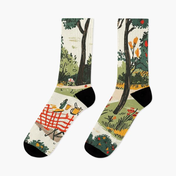 Item preview, Vintage Picnic Scene Pattern with Retro Elements in a Sunlit Park designed and sold by PaintbrushPlace.
