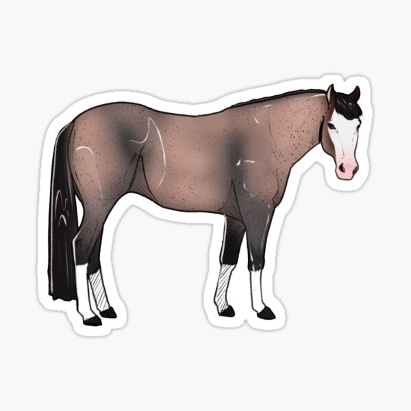 Aperçu de l'œuvre Cheval de race Quarter Horse américain bai et rouan au visage chauve créée et vendue par Kgerdoodles.